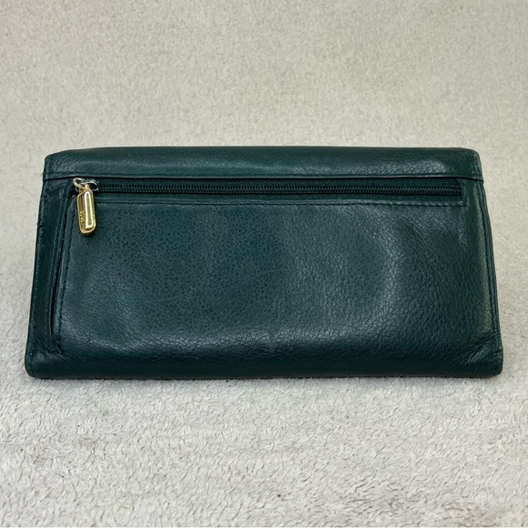 Vintage Nine West Genuine Leather Women’s Trifold Pocketbook Wallet-Dark Green - Picture 5 of 13